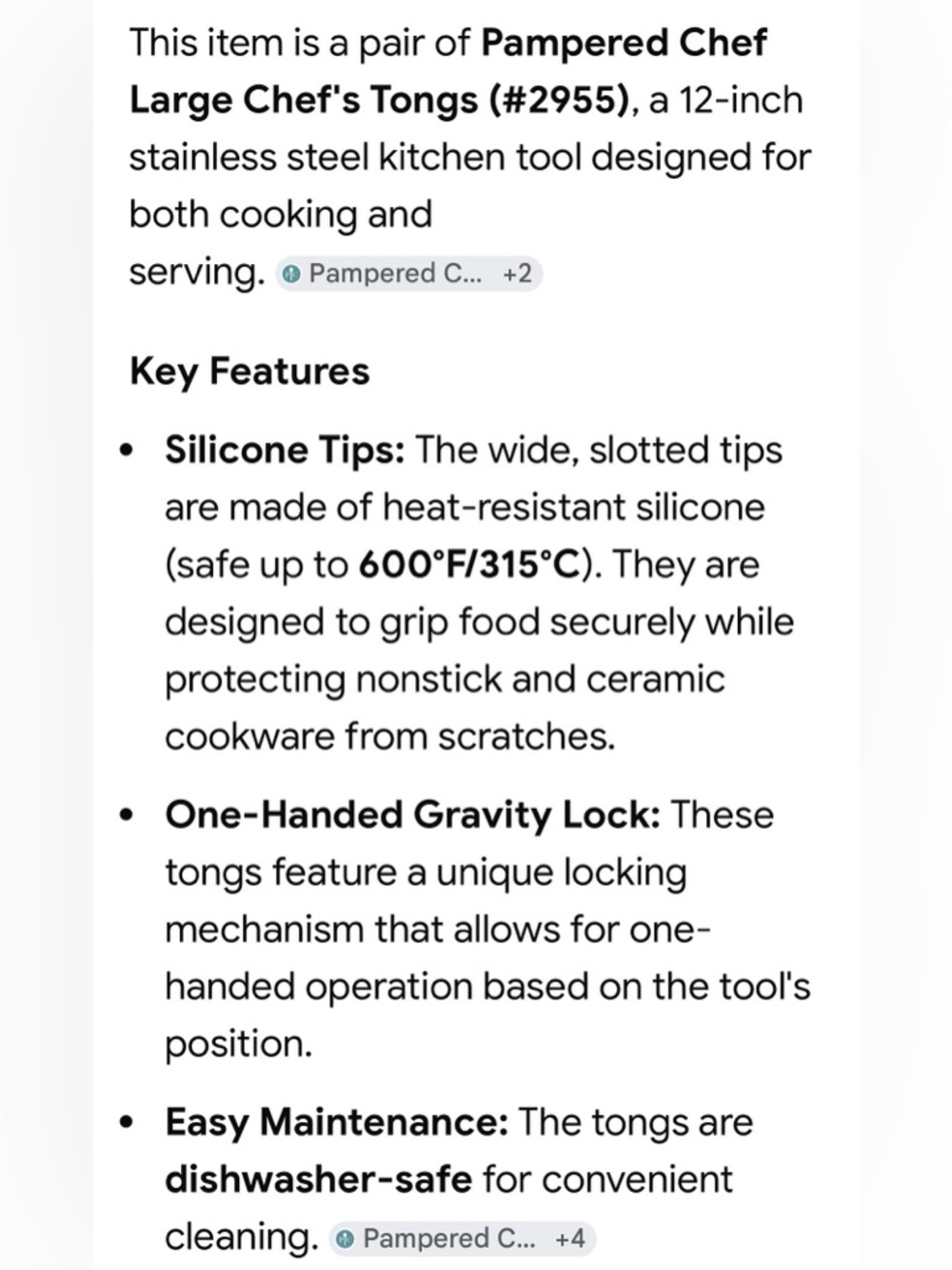 Pampered Chef Stainless Steel Kitchen Tongs  NEW IN PACKAGING - Picture 5 of 5